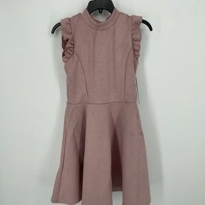 Ava & Yelly Girls Pink Mock Neck Faux Suede Dress, NWT Size 8